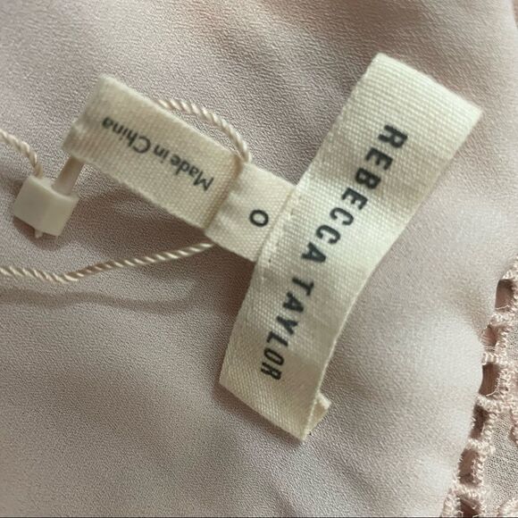 🆕Rebecca Taylor Mirror Eyelet Silk Long Sleeve Dress in Cameo Pink Size 0 - Picture 7 of 7